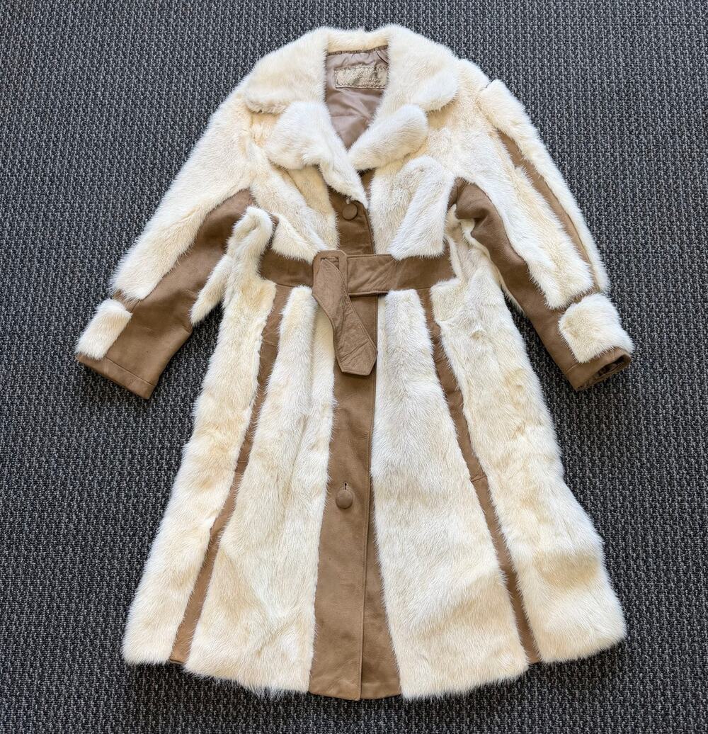 Vintage I. Rubin Beverly Hills Belted Women's Trench Coat Mink Fur & Suede *READ
